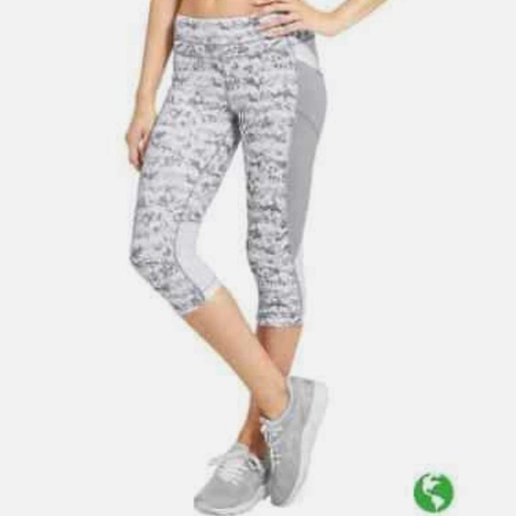 Athleta Women’s Dapple Gray / White Be Free Knicker Crop Leggings Sz Medium - Picture 1 of 9